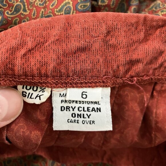 Vintage Silk Midi Skirt Womens Paisley Pleated 70s Made in USA Boho Hippie - Picture 3 of 9